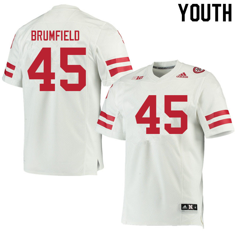 Youth #45 Kyan Brumfield Nebraska Cornhuskers College Football Jerseys Sale-White